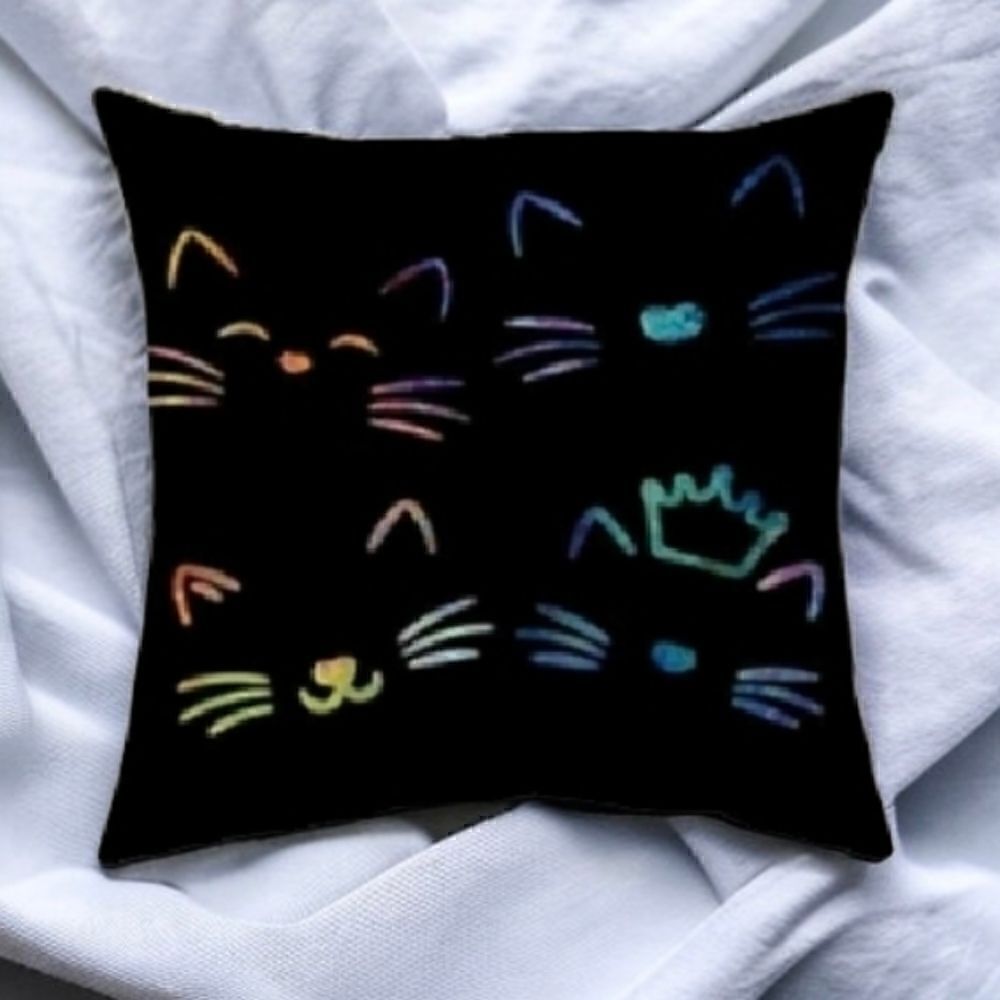 Cartoon Cat Design Colorful Kitty Pattern Zippered Pillowcase for Accent Pillow - Picture 6 of 6